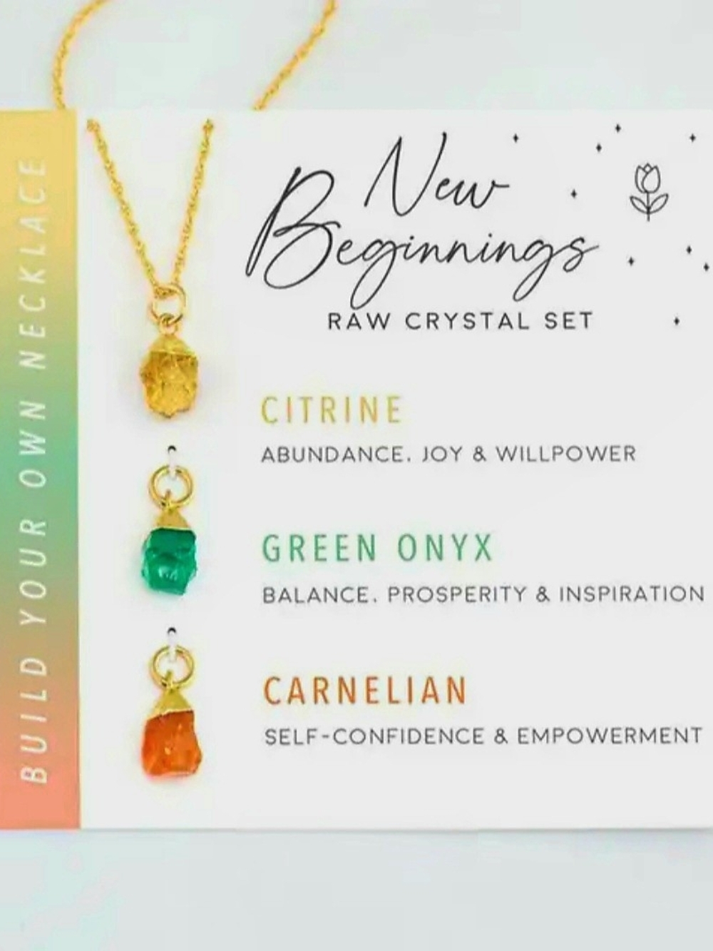 New Beginnings Raw Crystal Necklace Set - Citrine, Green Onyx, Carnelian